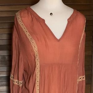 Rayon and Lace Tunic Top